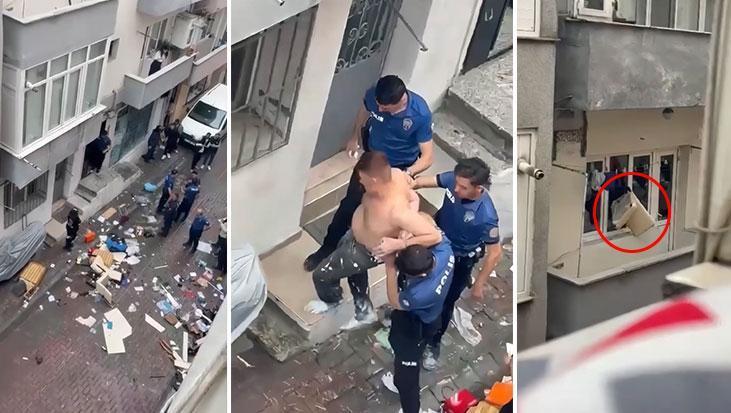 Kağıthane’de Cinnet Anları: Eşyaları Balkondan Fırlattı